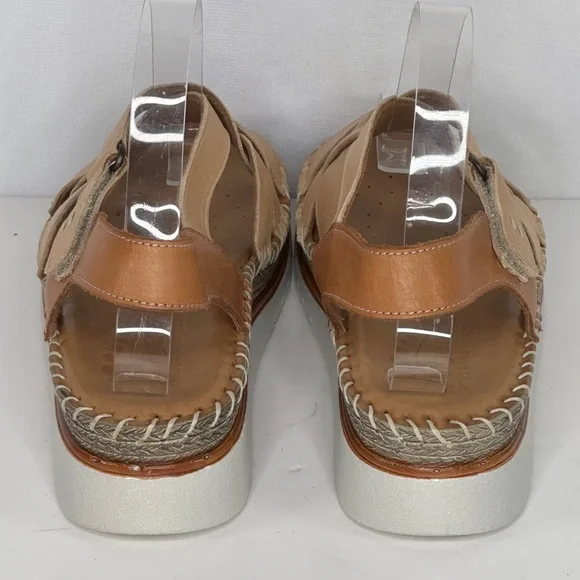 Spring Step Tan and Camel Leather Sandal Wedge - Picture 3 of 12